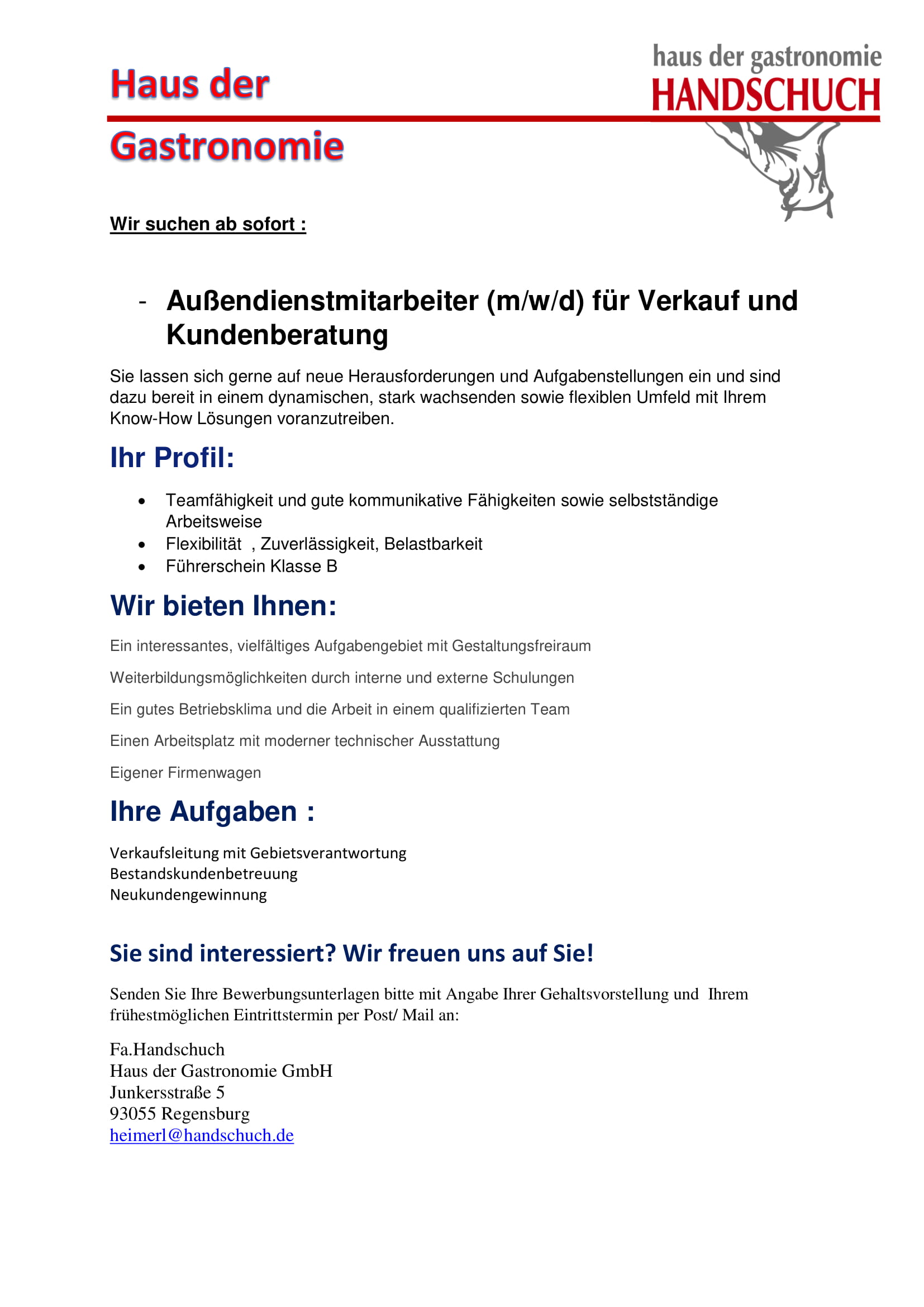 stellengesuch Aussendienst